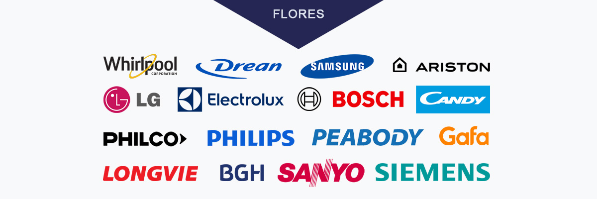 Reparación Electrodomesticos Marcas Whirlpool, Drean, Samsung, LG, Ariston, Electrolux, Bosch, Longvie, Philco, Philips, Peabody, Sanyo, Siemens, Gafa, Candy, Ranser, Aurora, Patrick, Patriot, Columbia, Codini, Mabe, Indesit y Atma en Flores